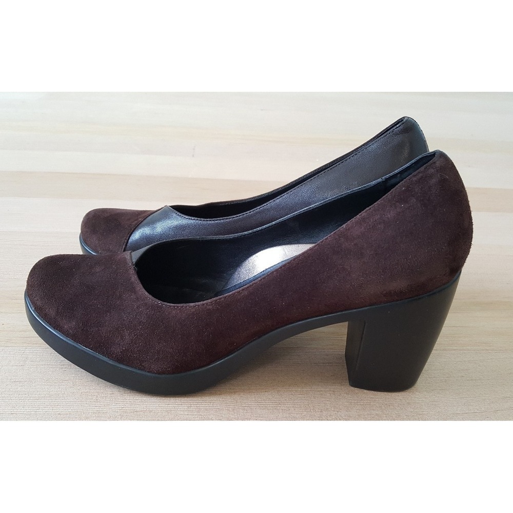 Dansko Tuttie Brown Leather Heels Suede Classic 3" Block Heel Pumps Size 40 EUC